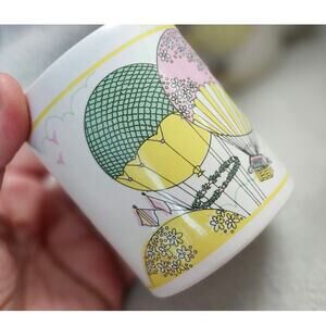 Set 6 Hot Air Balloon Coffee MUGS Kiln Craft Whimsical Pink Birds